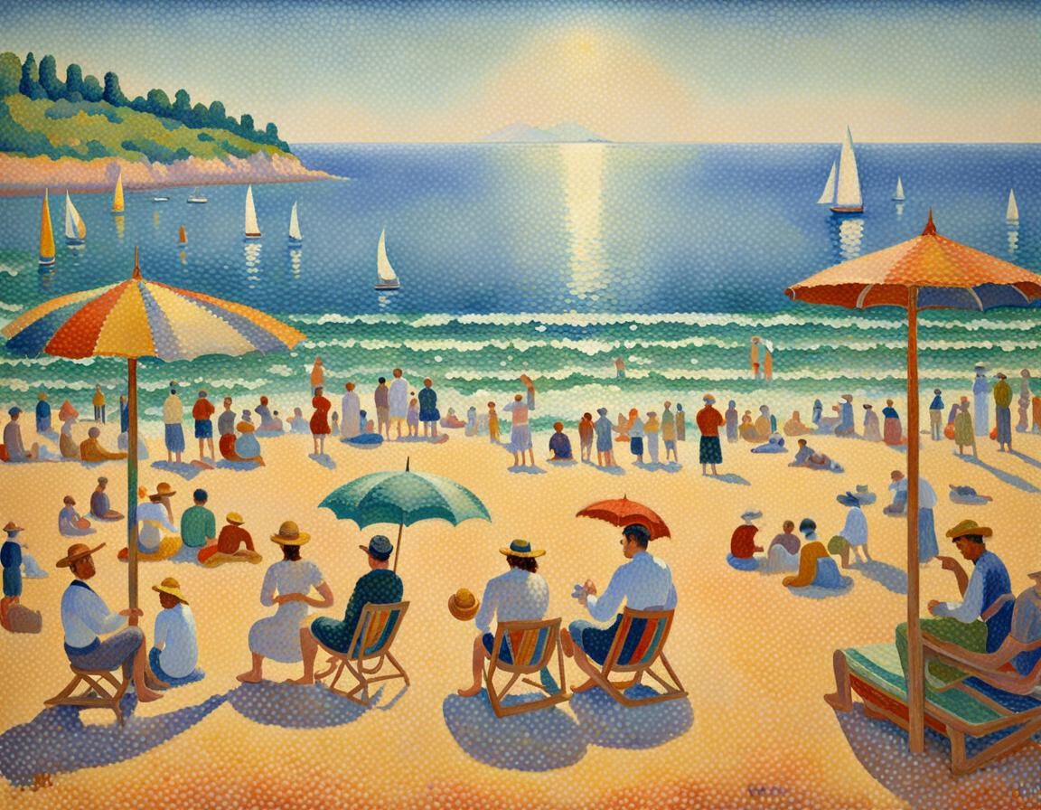 Pointillist Summer Day on a Beautiful Beach