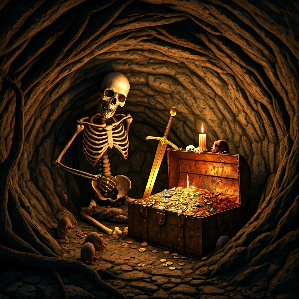 Ominous Skeleton King with Golden Sword