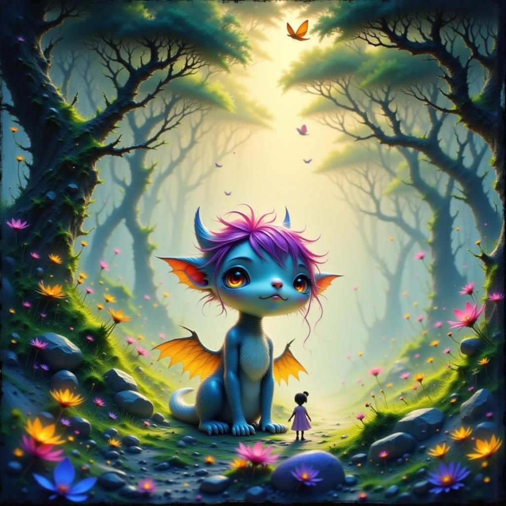 Ethereal Winged Beast in Enchanted Glade CGI