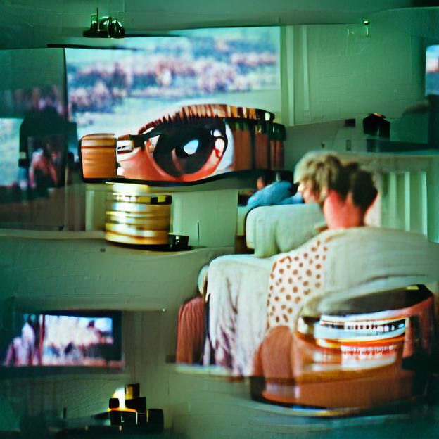 Minimalist Digital Art of Person Watching TV