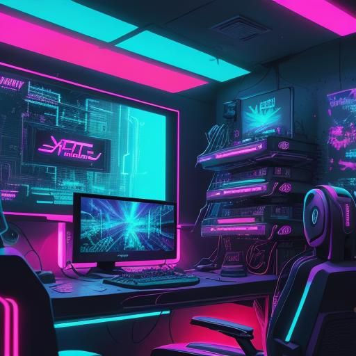 Gaming Soundtracks Album Art in Neon Aesthetic