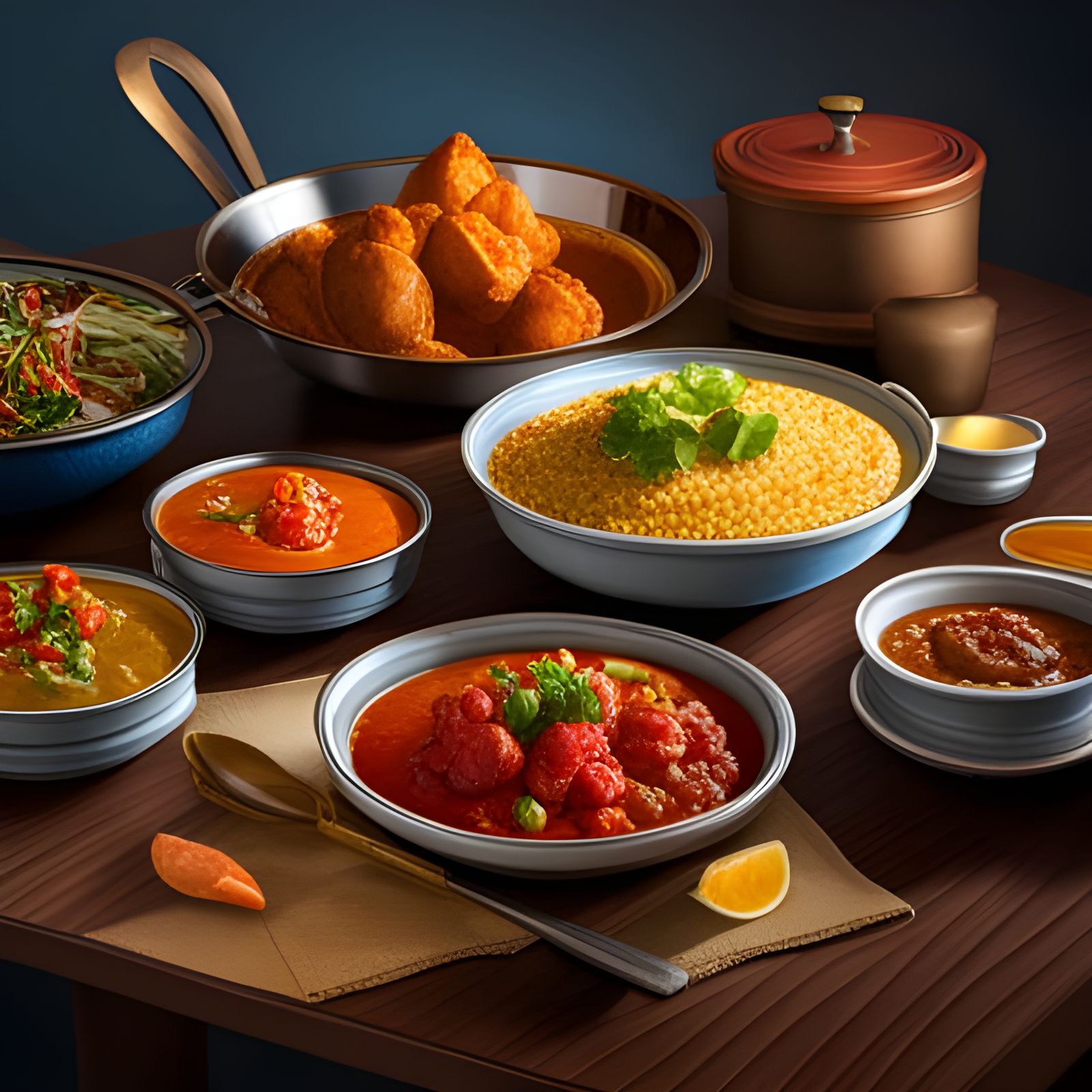 Hyperrealistic Indian Food Splash Art