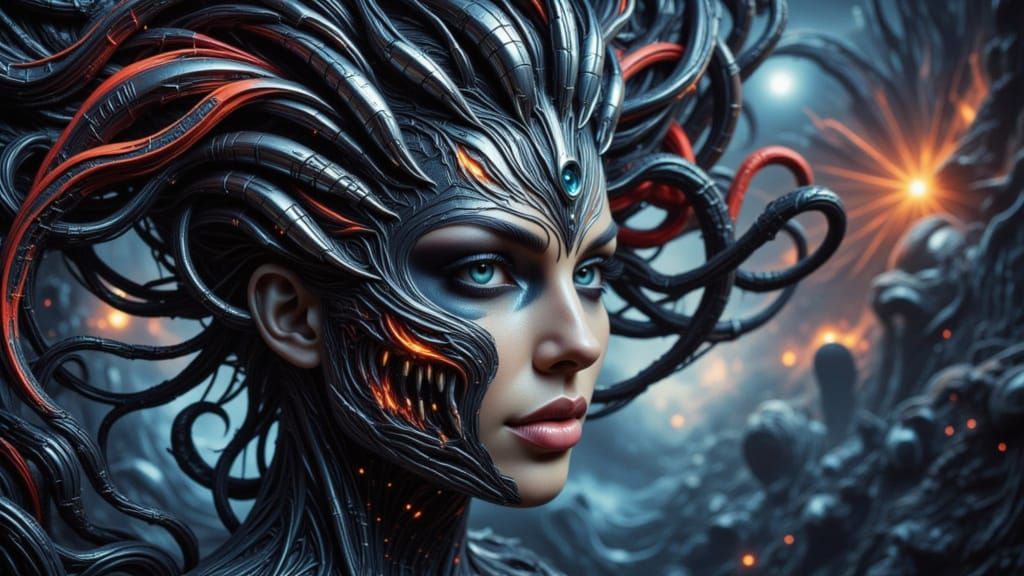 Lady of a Dark Cyberpunk Metropolis