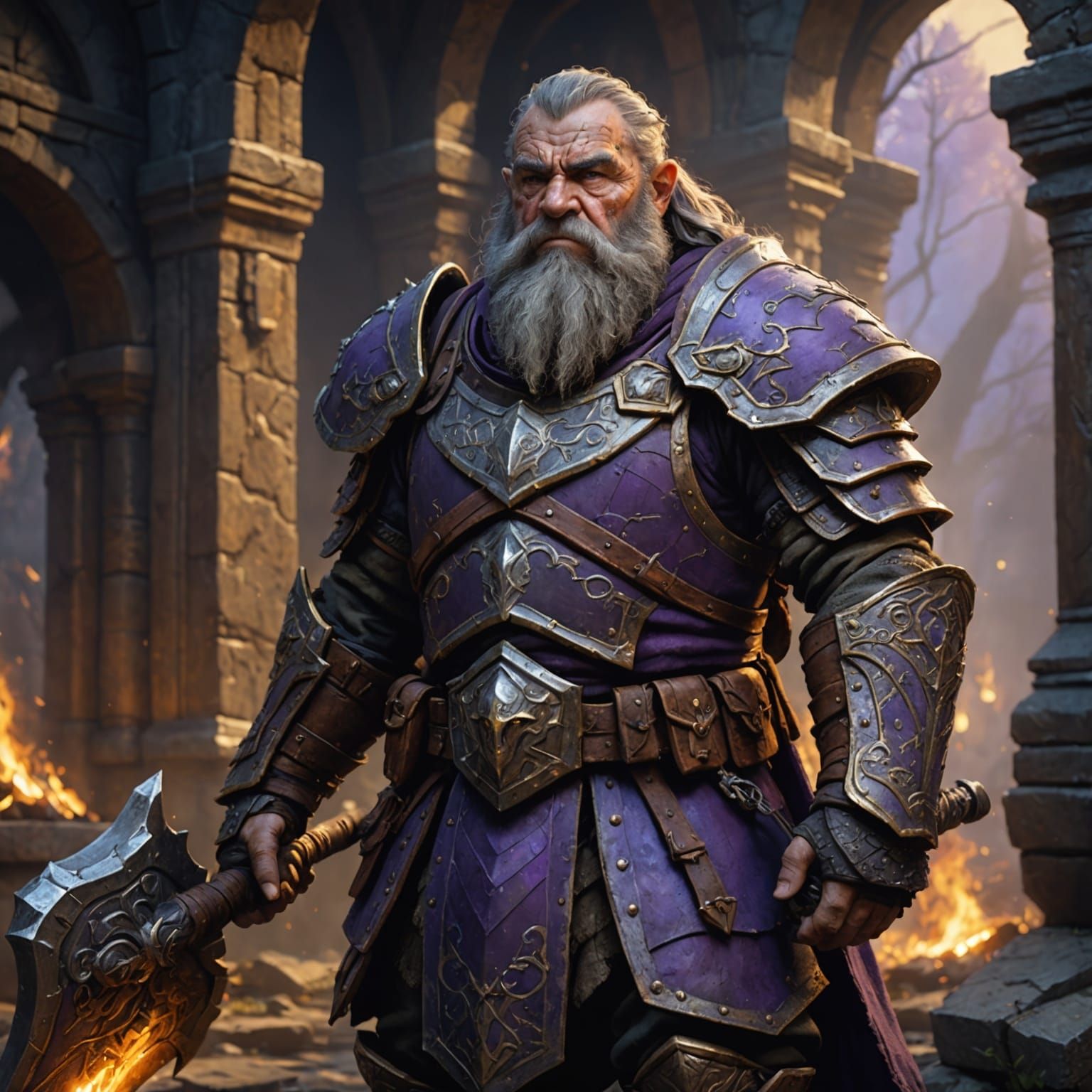 Dark Fantasy Dwarf Warrior in Burnt Armor