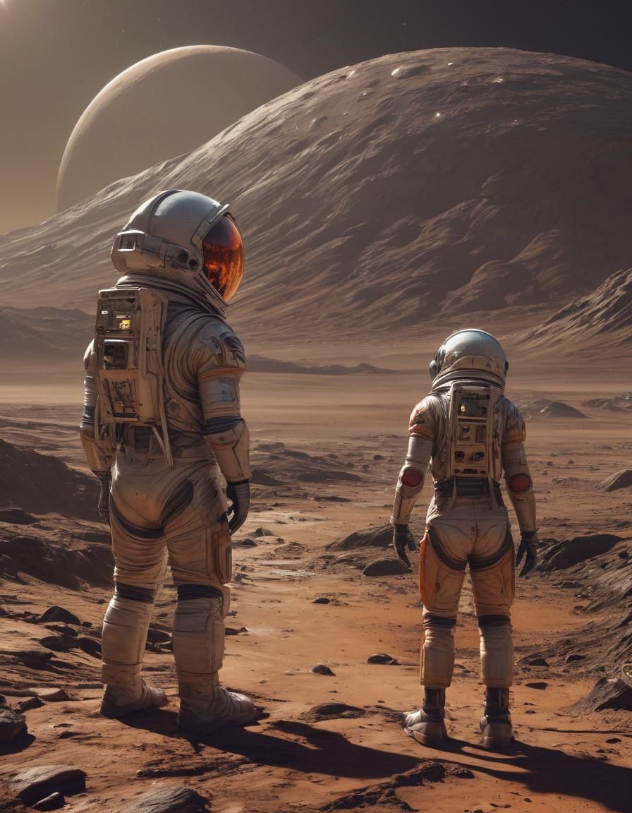 Astronaut's First Contact on a Barren Moon