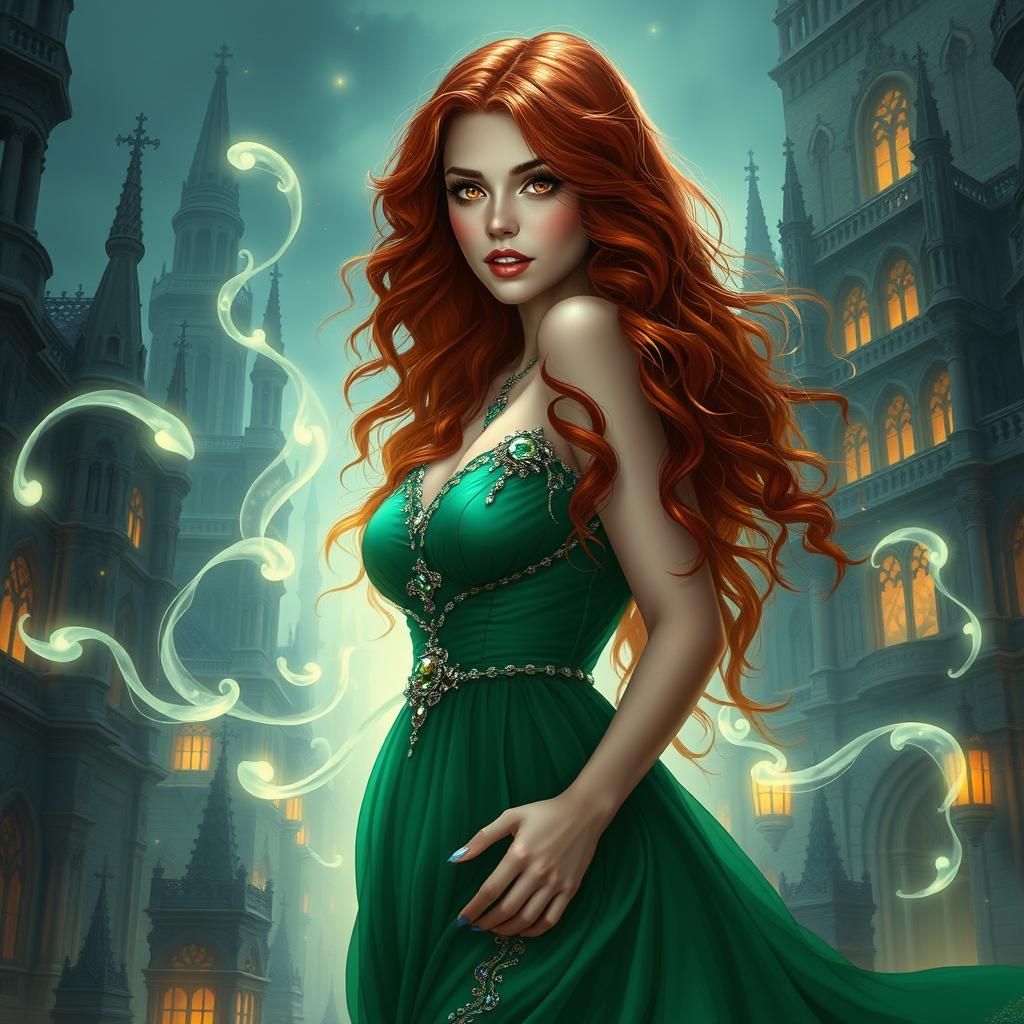 Mystical Woman Wielding Light Magic in Cityscape