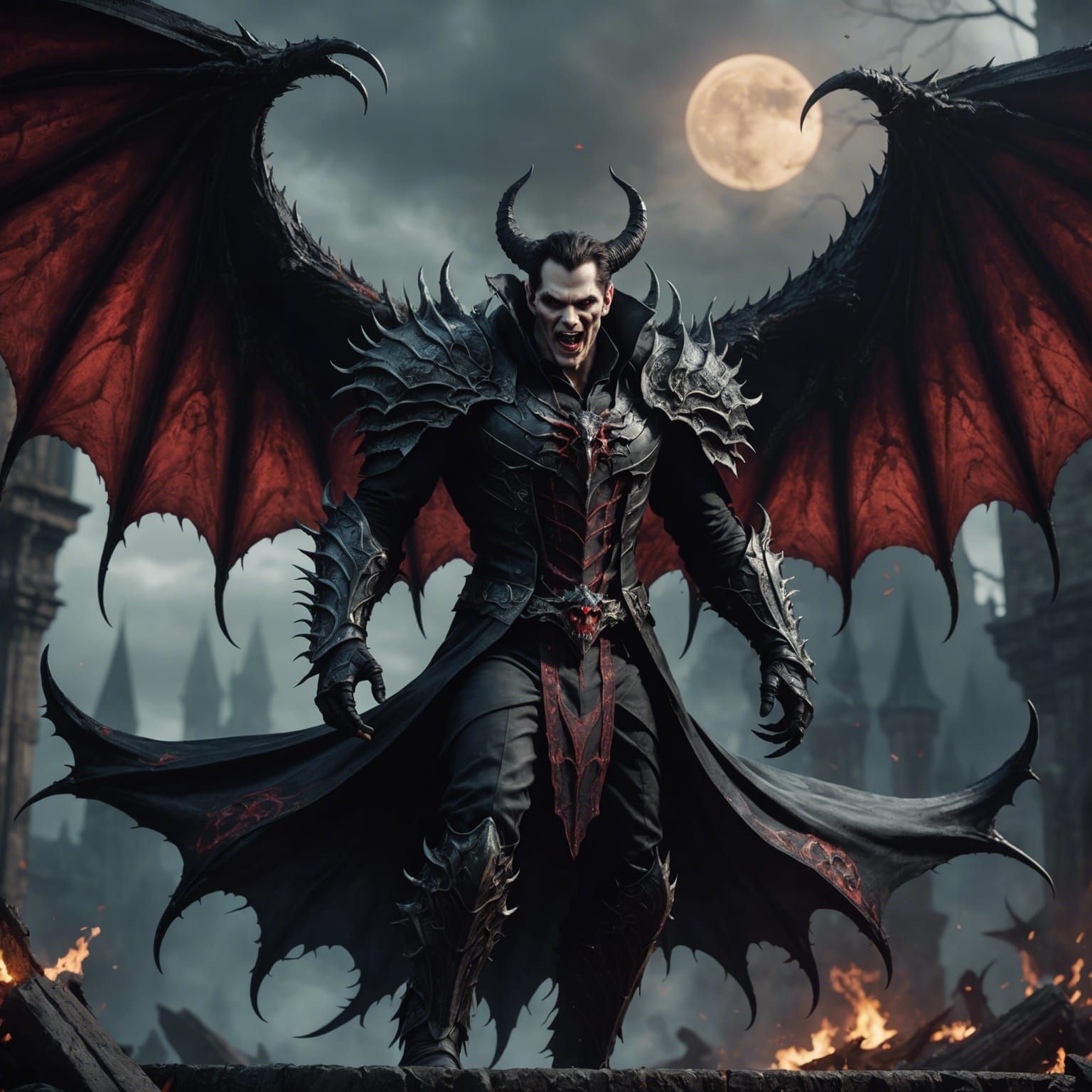 Detailed Vampire-Demon Hybrid Concept Art