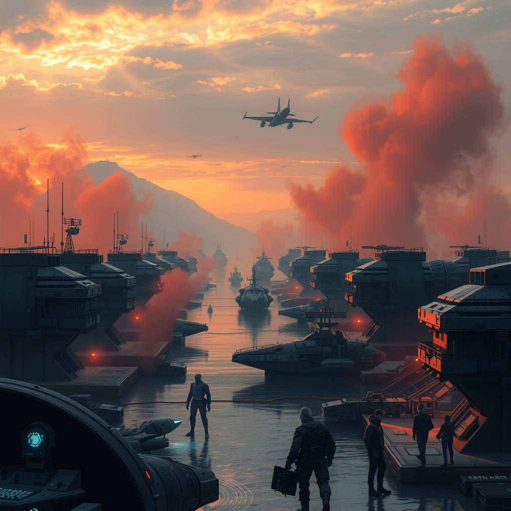 Gritty Star Wars Starport at Binary Sunset