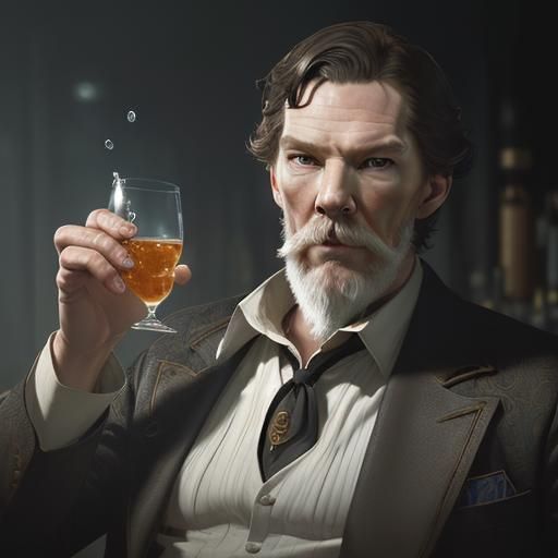 Bearded Barman Portrait in Art Nouveau Style