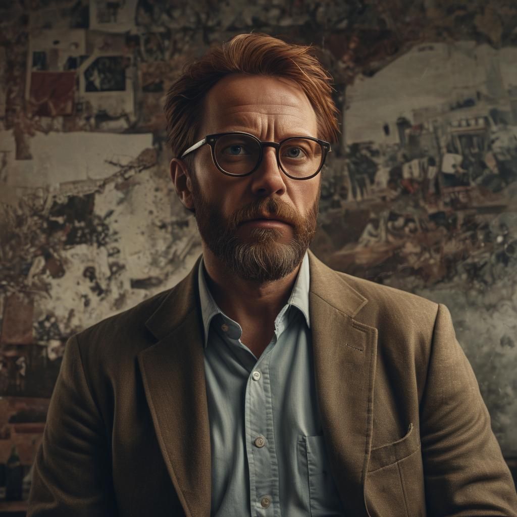 Hyperrealistic Portrait of Man Overthinking Life