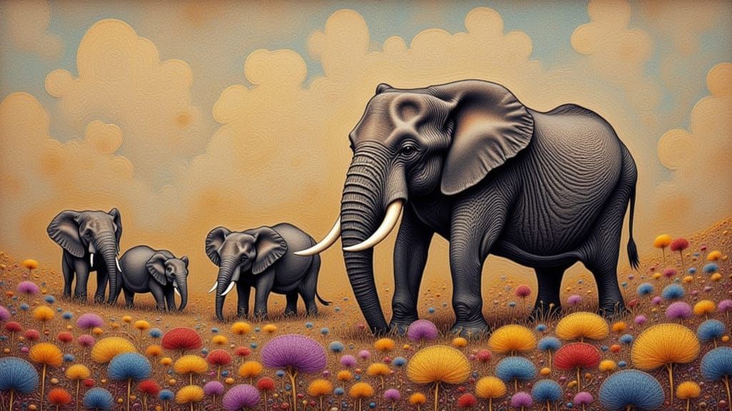 Elephant in Ethereal Dreamscapes
