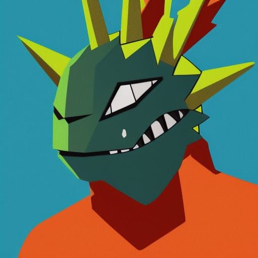 Tyranitar Pop Art Screen Print in Bauhaus Style
