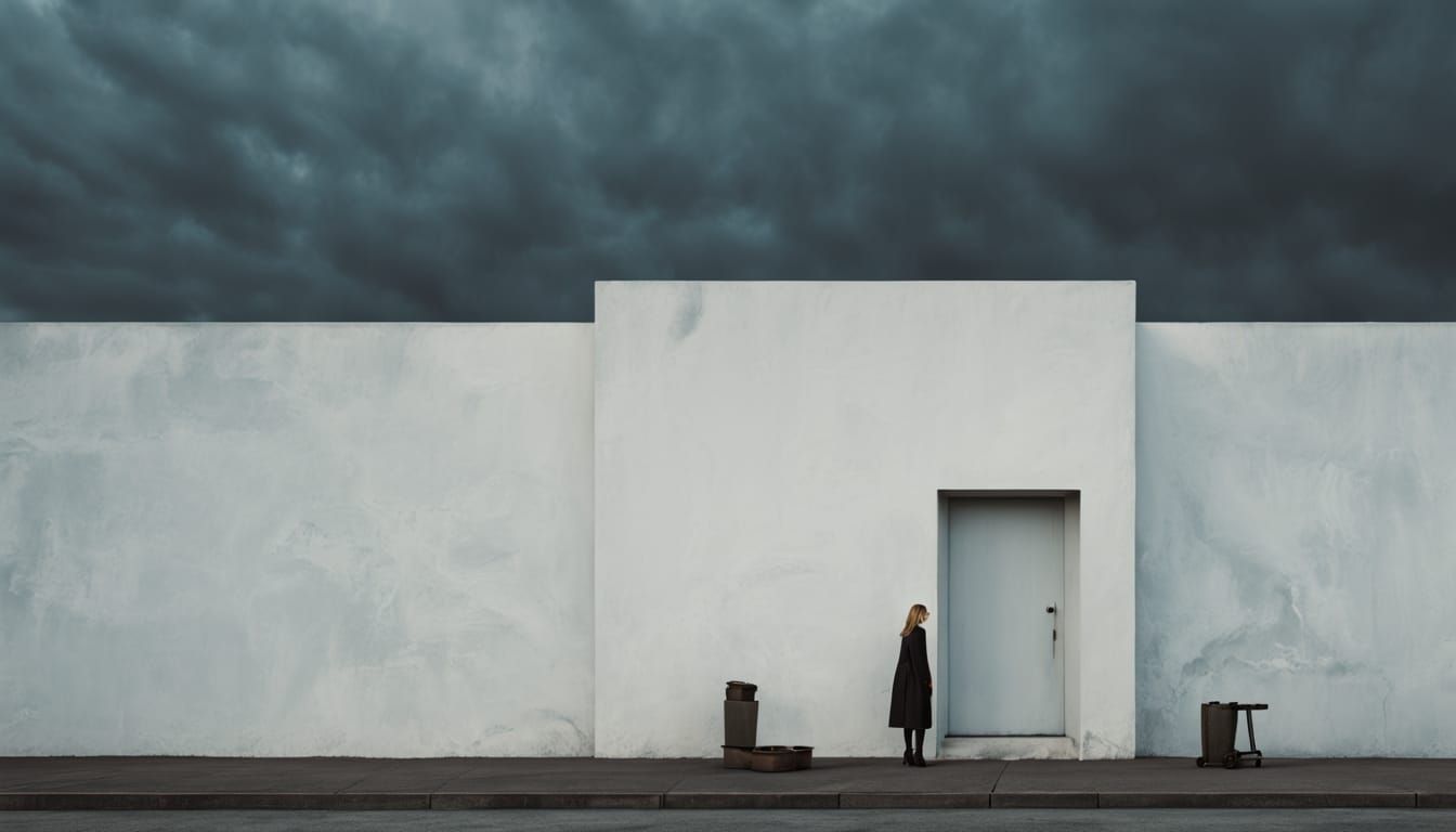 Surreal White Wall in Cinematic Style