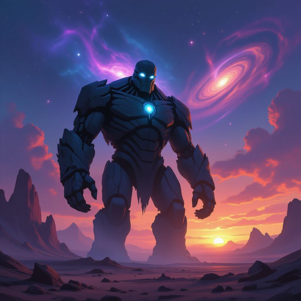Ancient Obsidian Stardust Golem on Alien Planet