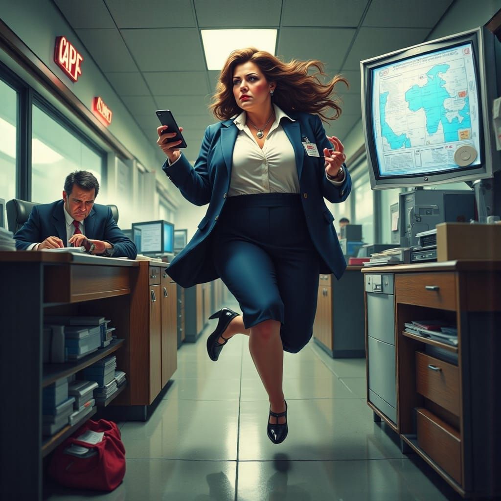 Plus-Size Femme Fatale Drops in on the Office in Film Noir S...