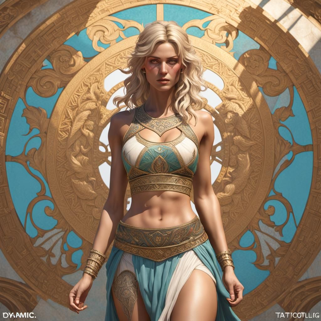 Tattooed Goddess in Hyperdetailed Digital Art