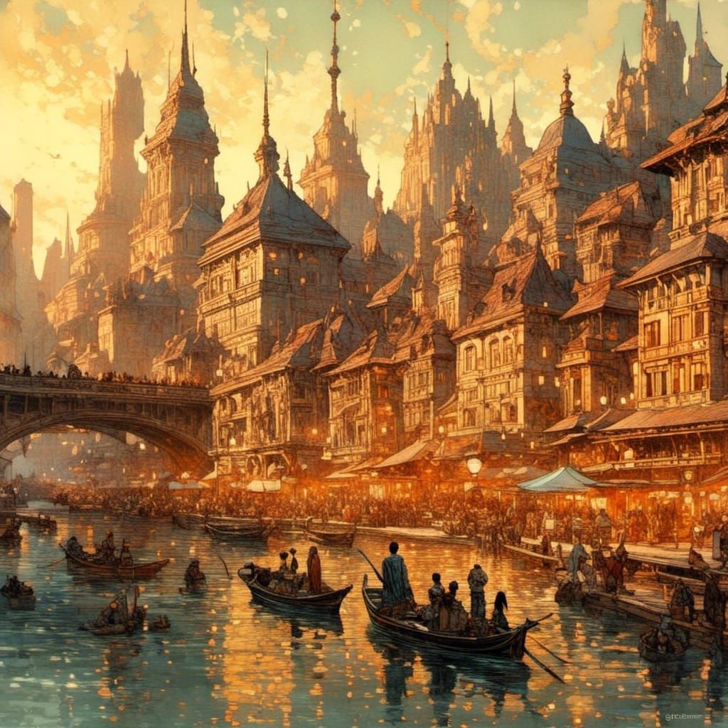 Enchanted Riverside Portrait in Watercolor Style