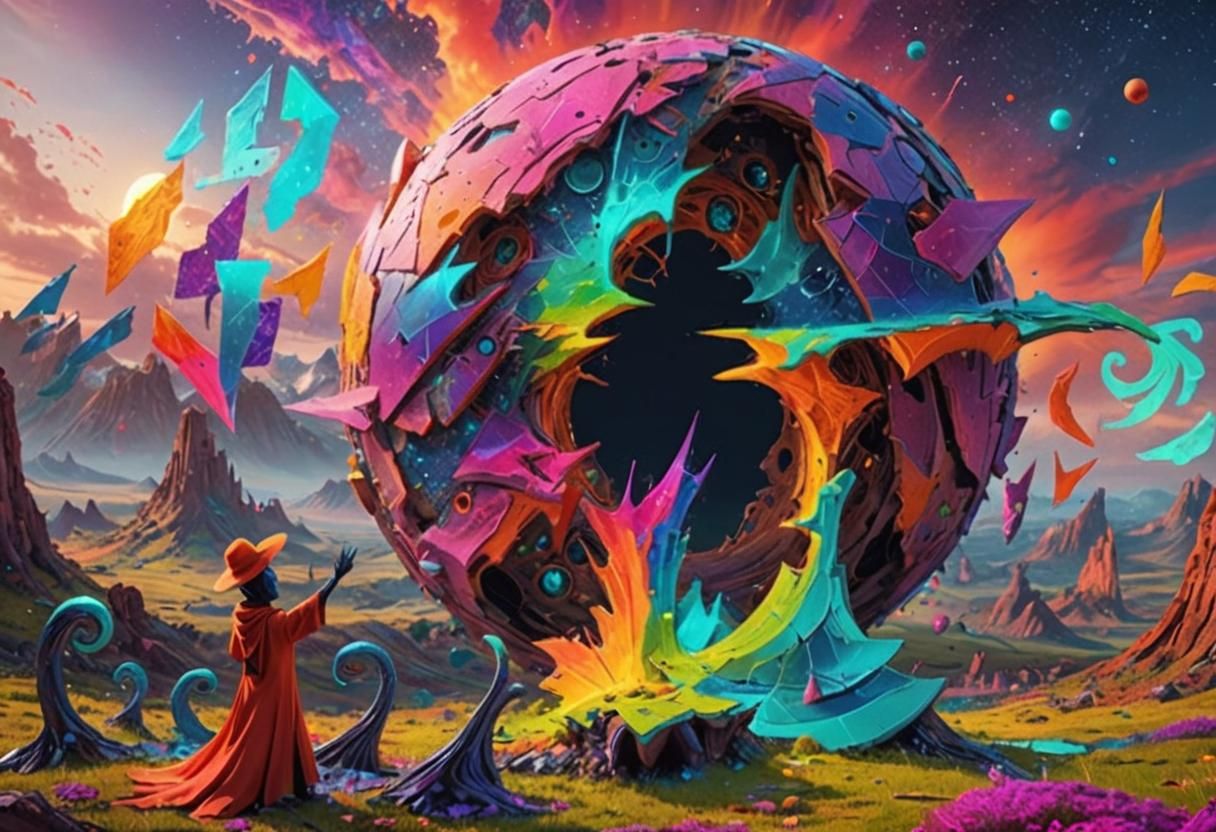 Transformational Digital Art: Figure Reaching for Sphere