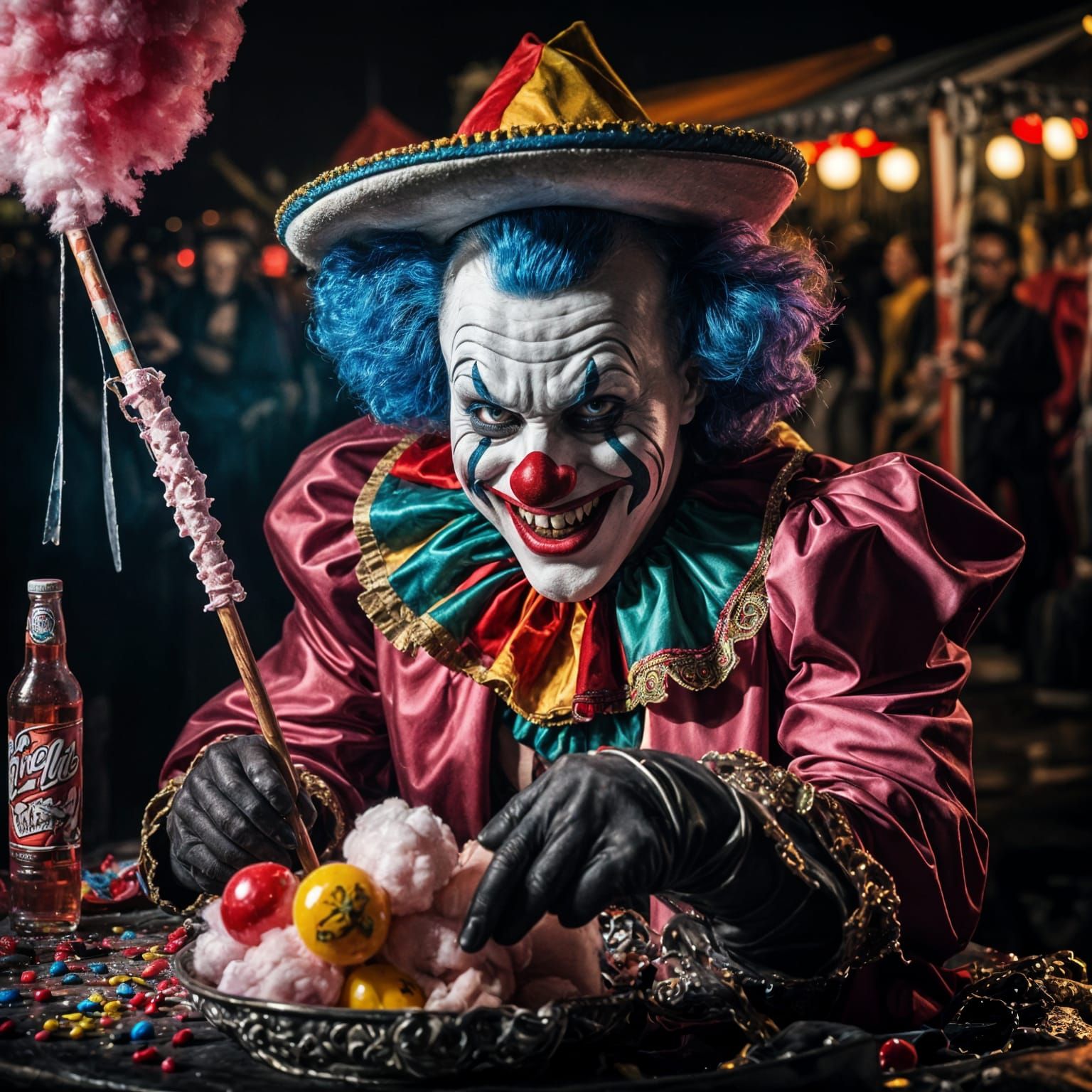 Evil Clown with Hatchet at Dark Carnival