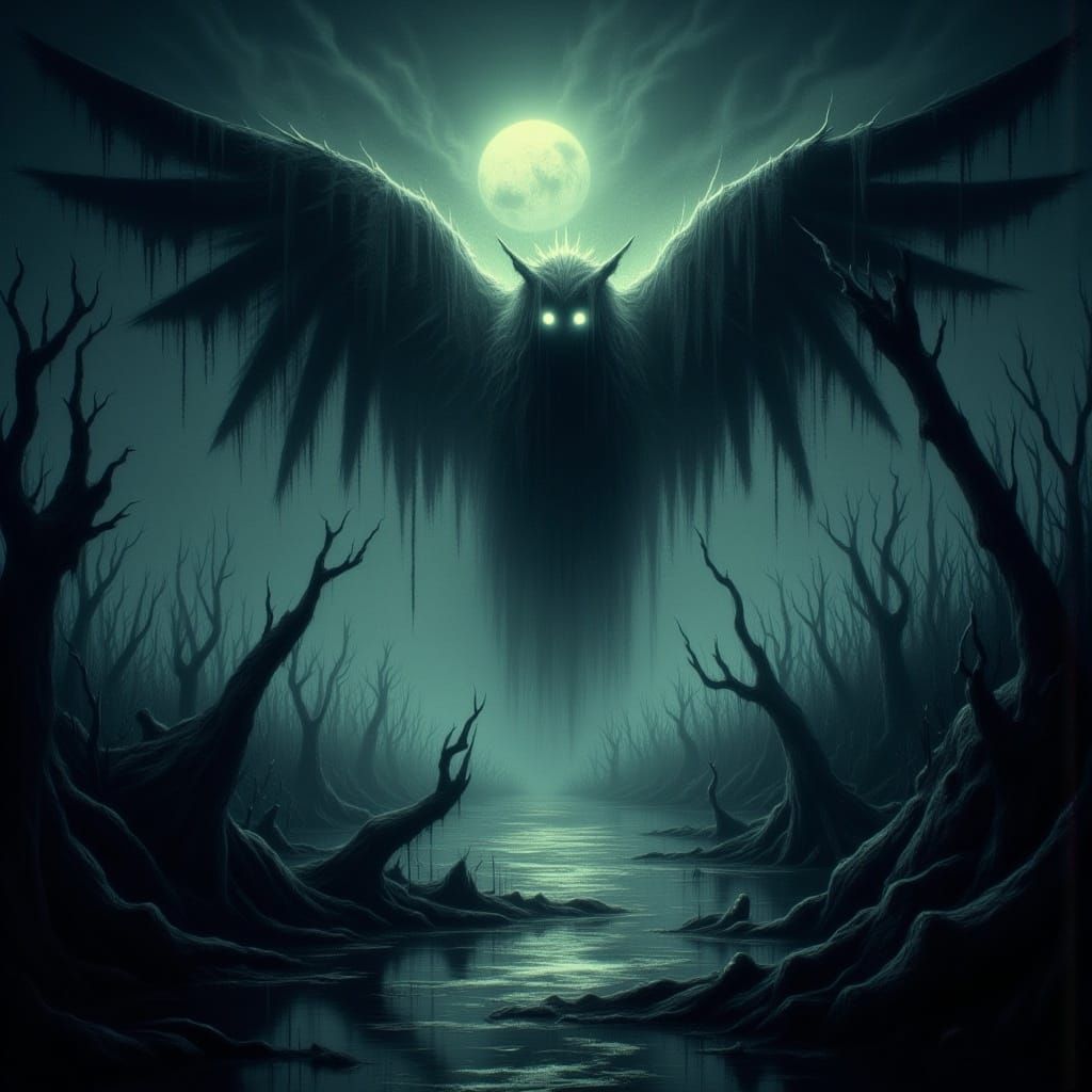 Ethereal Ghosts Fly Over Moonlit Marsh