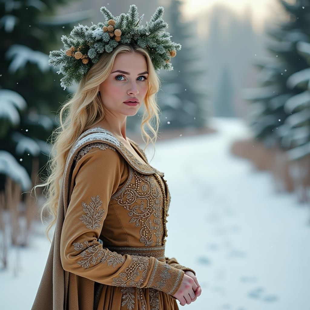 Russian Model in Winter Wonderland, Slavic Art