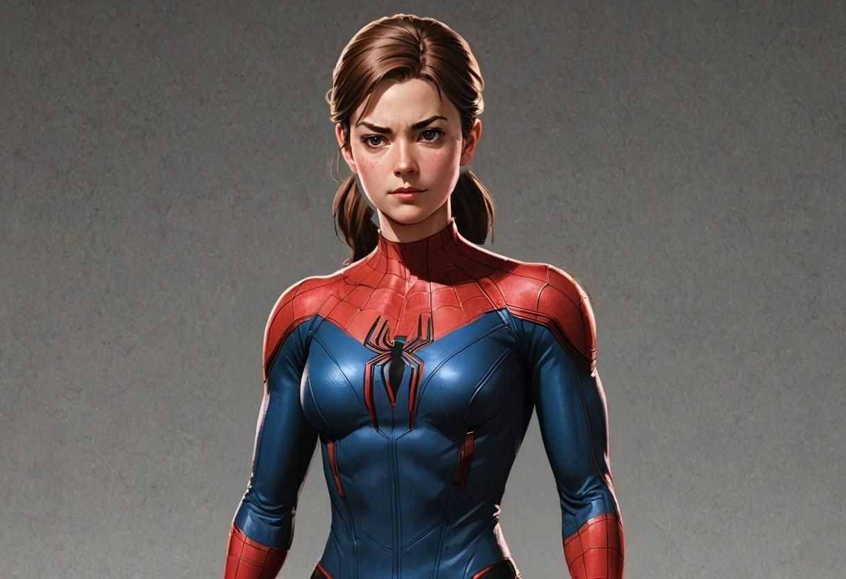 Female Peter Parker in Anime Cel-Shaded Style