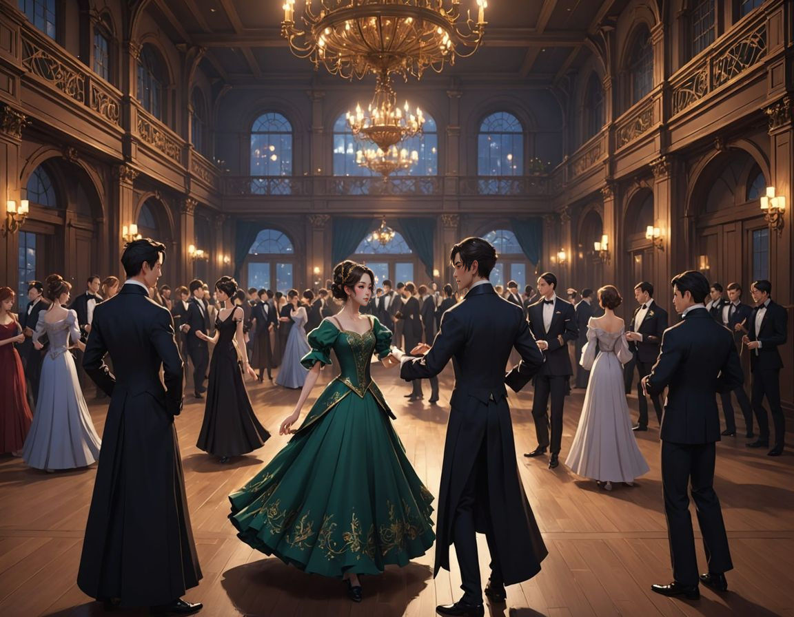 Fantasy Ballroom Scene in Anime Style