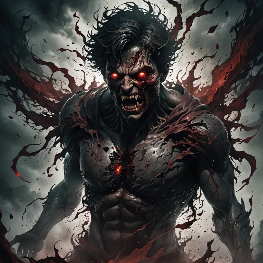 Eerie Inner Monster Bursting Forth: Dark Fantasy Art