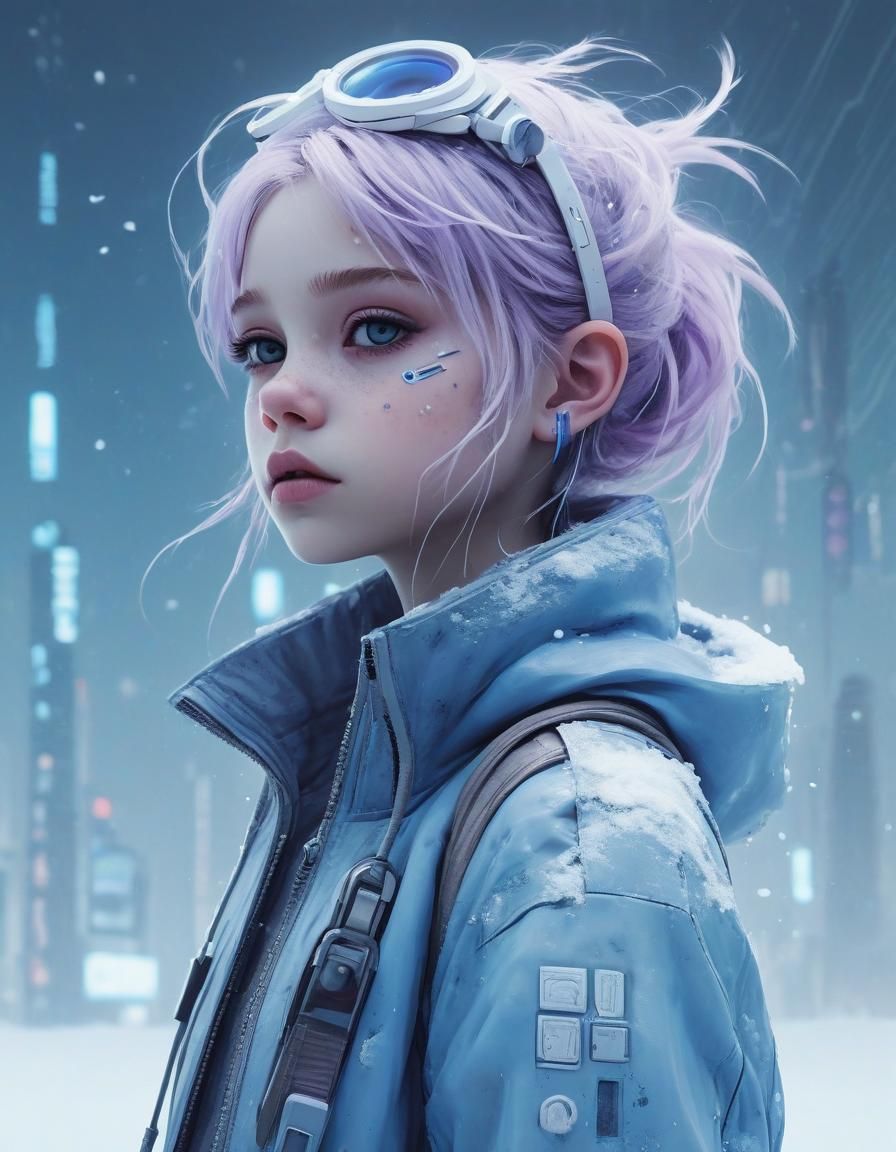 Ethereal Cyberpunk Portrait of a Young Girl