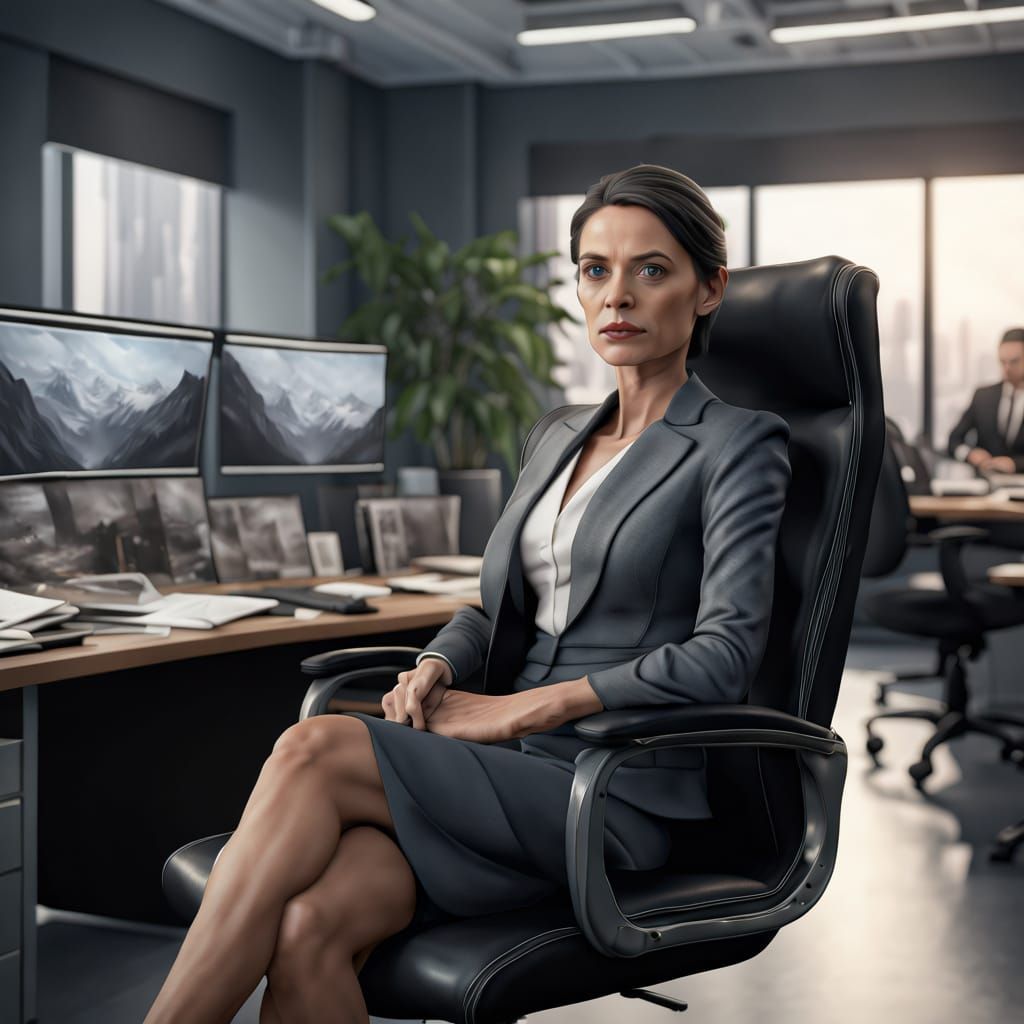 Photorealistic Office Portrait of a Smiling Woman