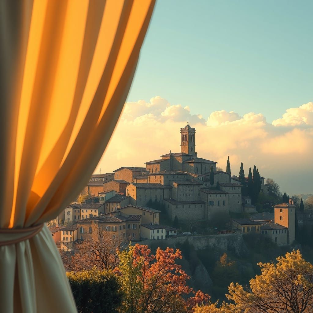 Surreal Medieval Town Unfolds at Dusk