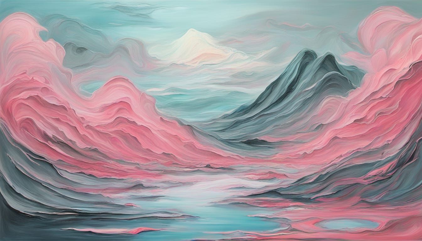 Abstract Surrealist Painting of Foggy Dawn