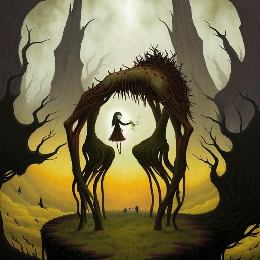 Evocative Image of Despair and Sorrow in Surreal Style