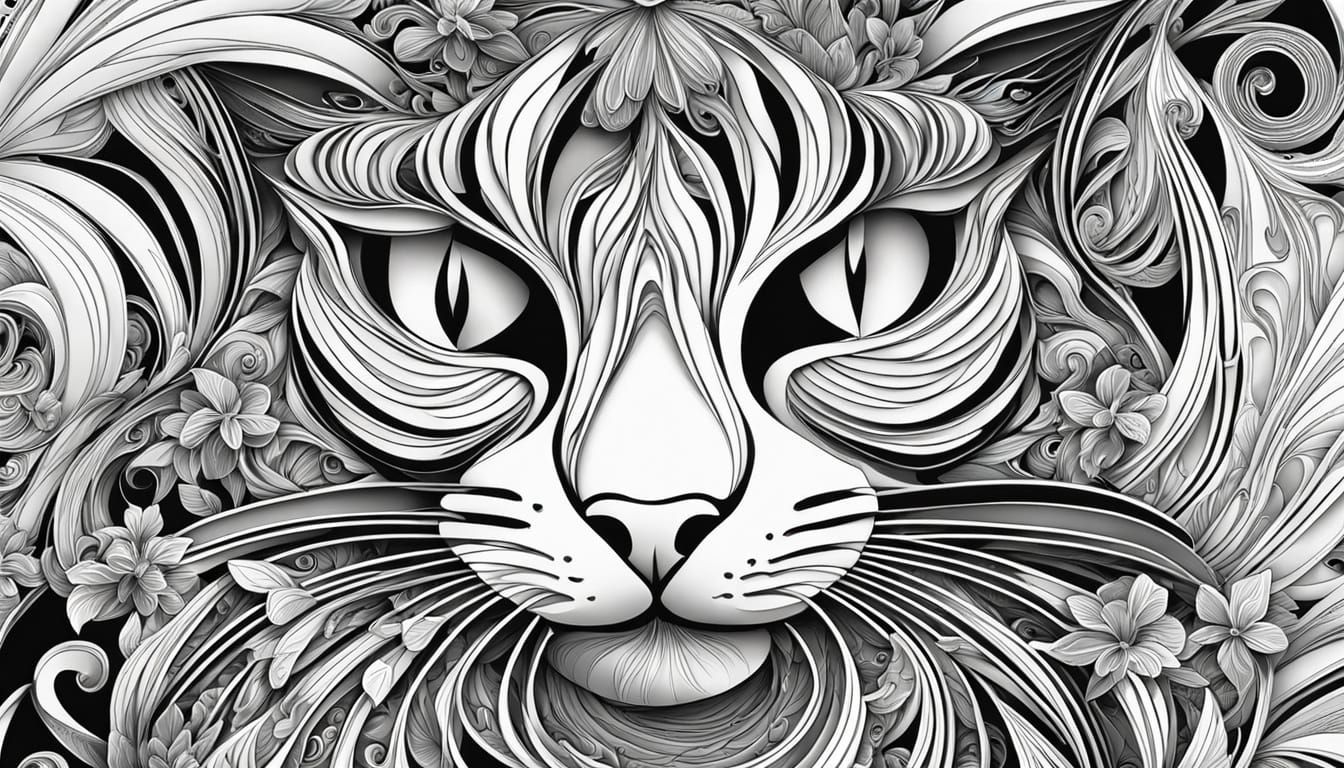 Masterpiece Cat Art in Art Nouveau Style