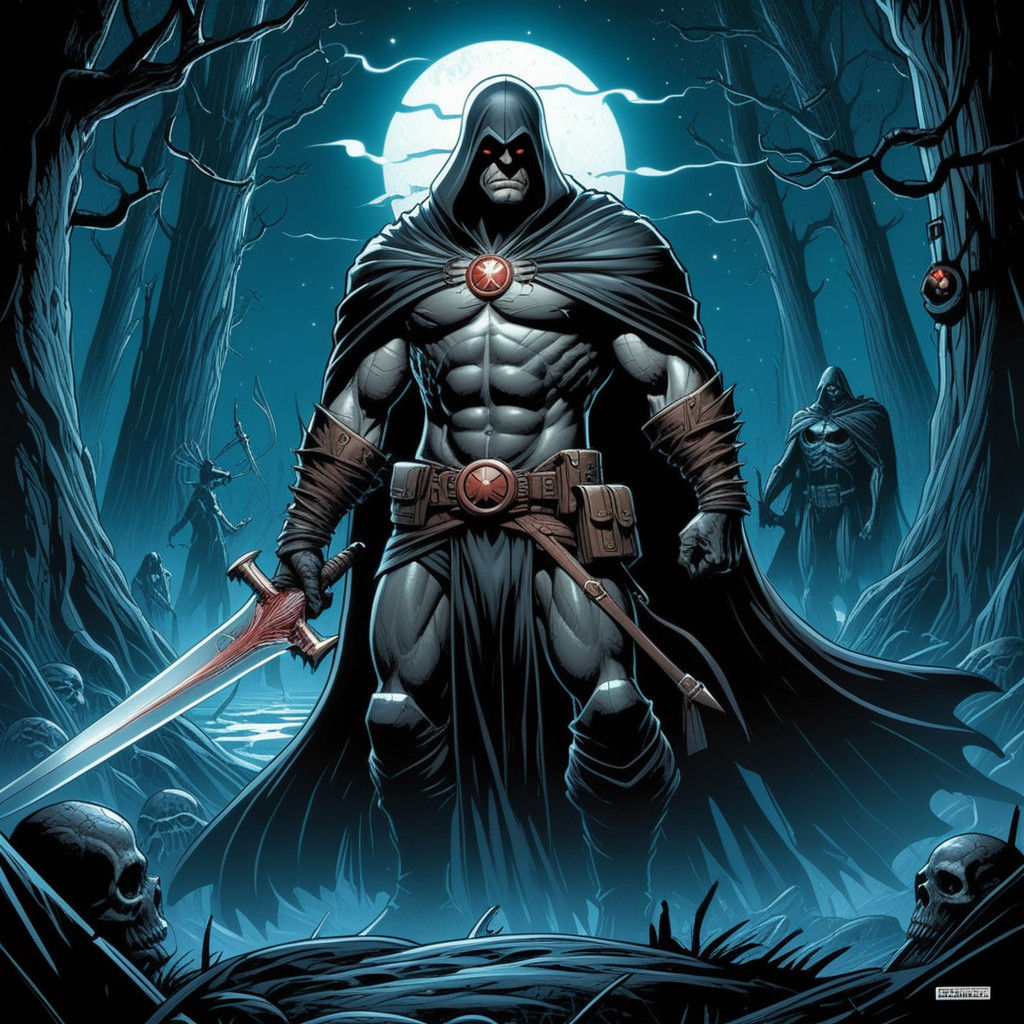 Grimdark Comic Art in a Dark, High-Contrast Style