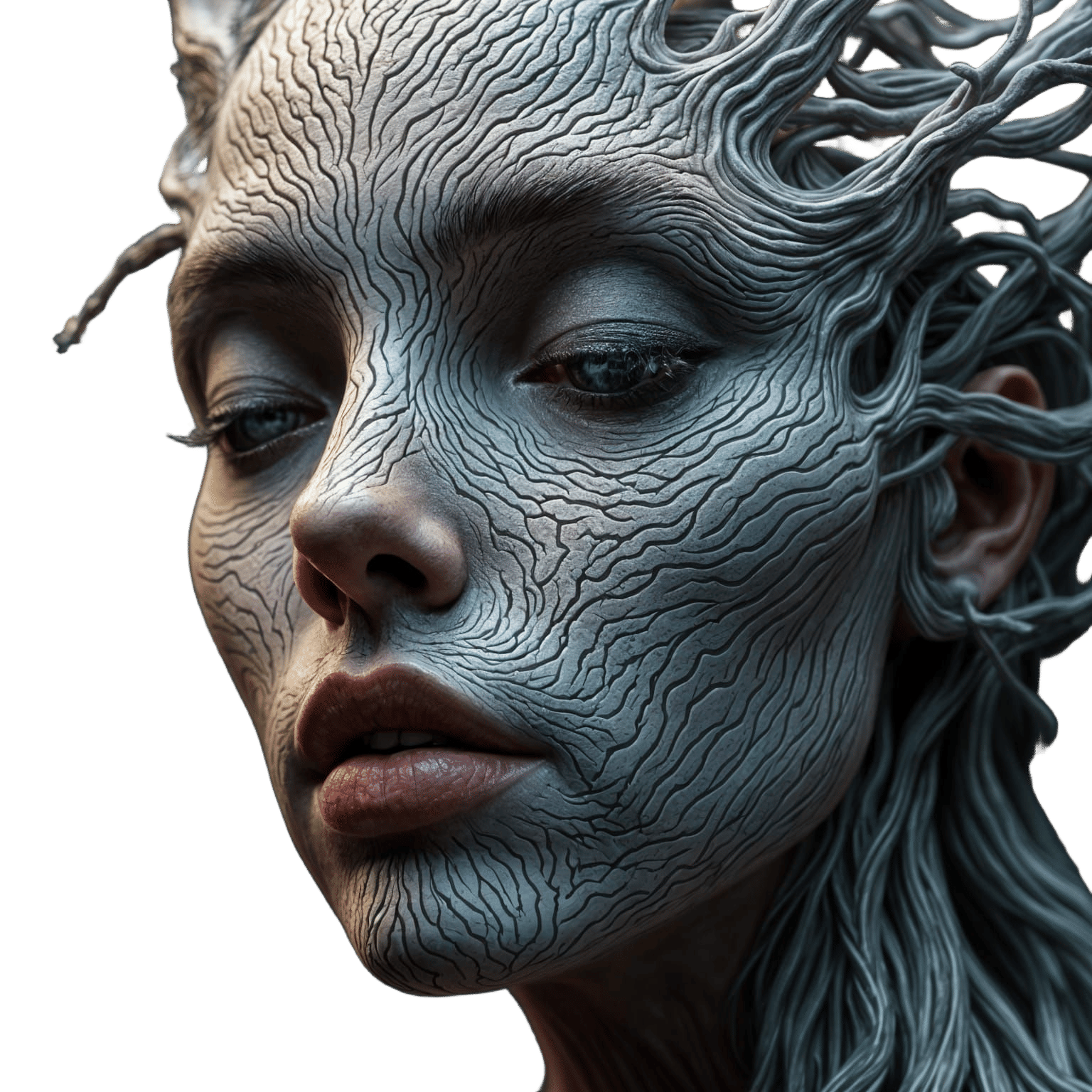 Surreal Abstract Face in Black and White