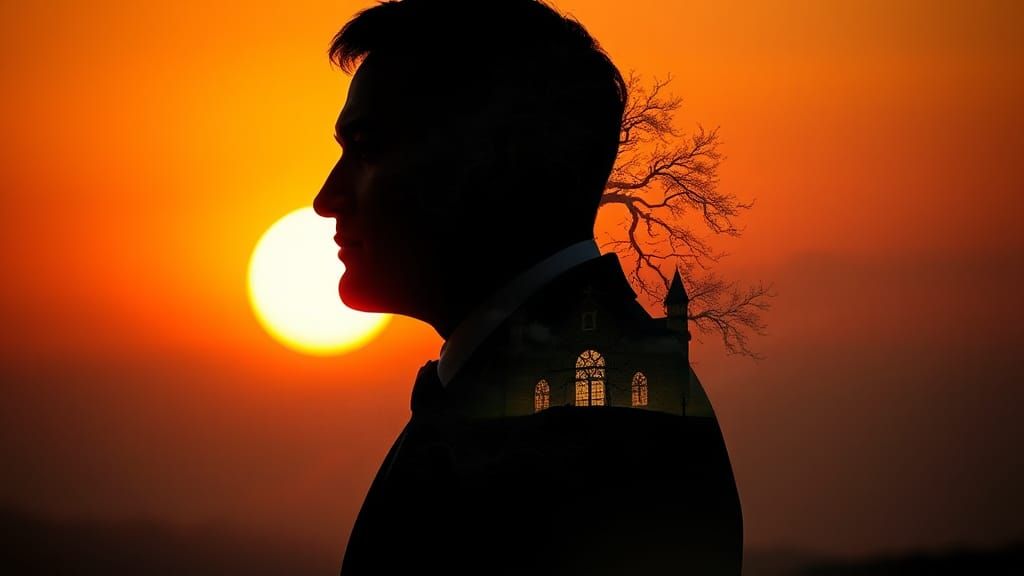 Ethereal Silhouette: Fantasy Realm Double Exposure