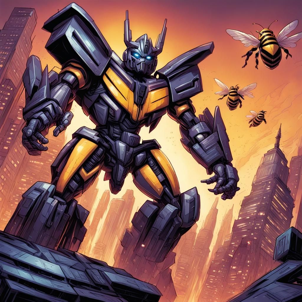 Evil Decepticon Bumblebee in Comic Book Art