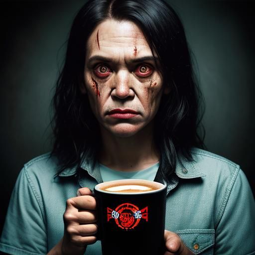 Horror Coffee Shop Chain Logo: Professional Portrait