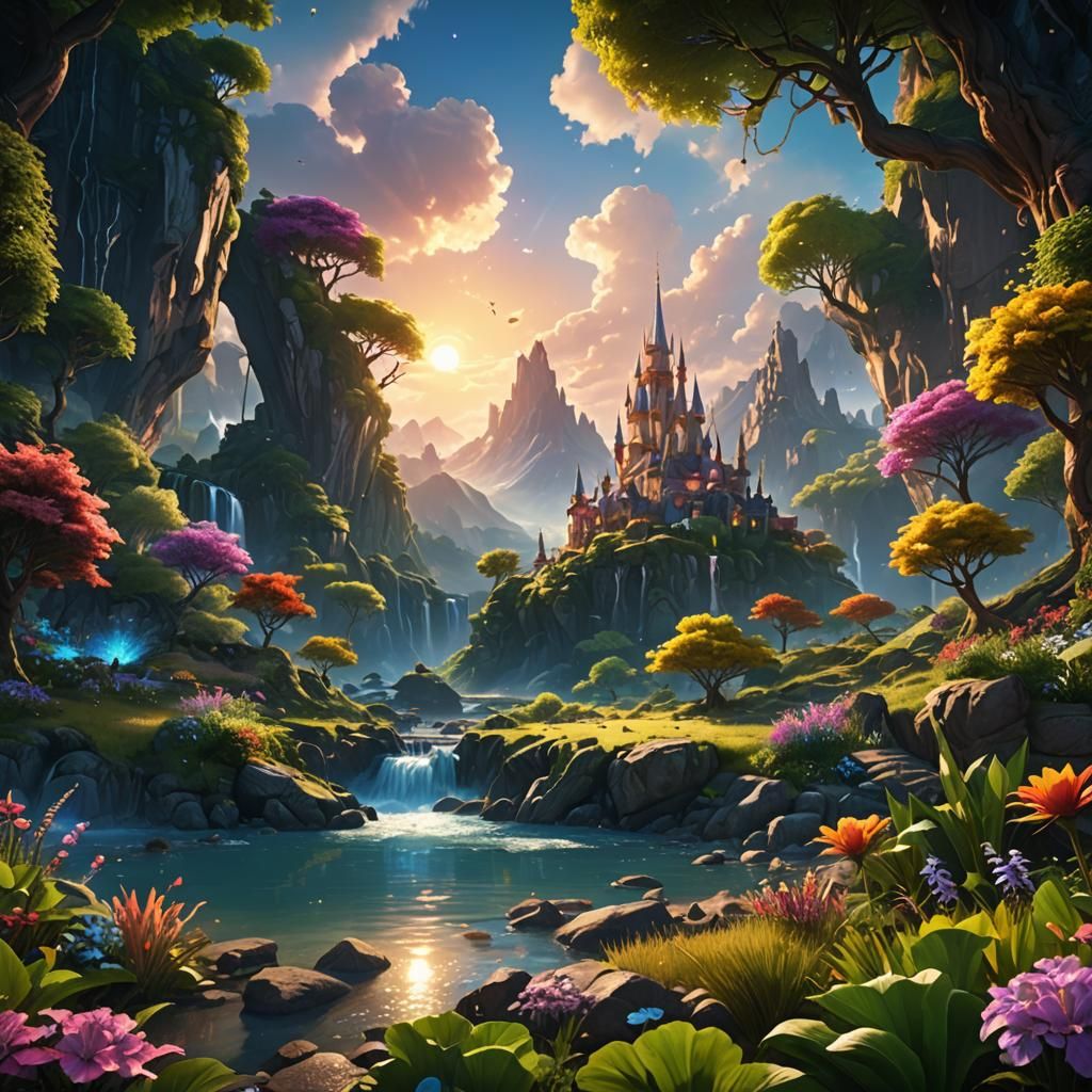 Ethereal Summer Dream: Fantasy Landscape in 8K