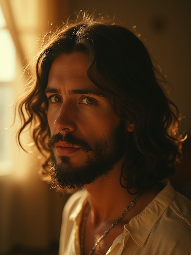Cinematic Portrait of Jesus in Nostalgic Style