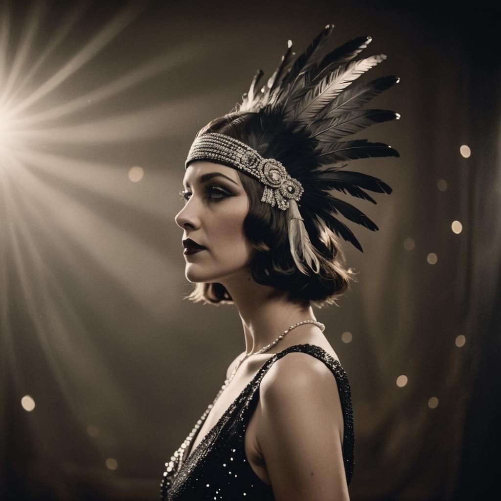 1920s Flapper Portrait with Sequins and Diamonds