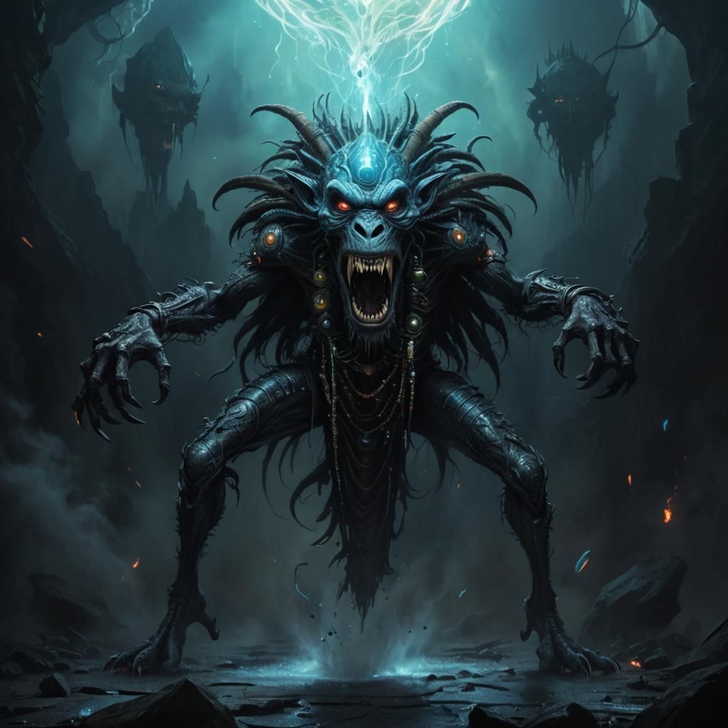 Screaming Alien in Punk Gown, Digital Art