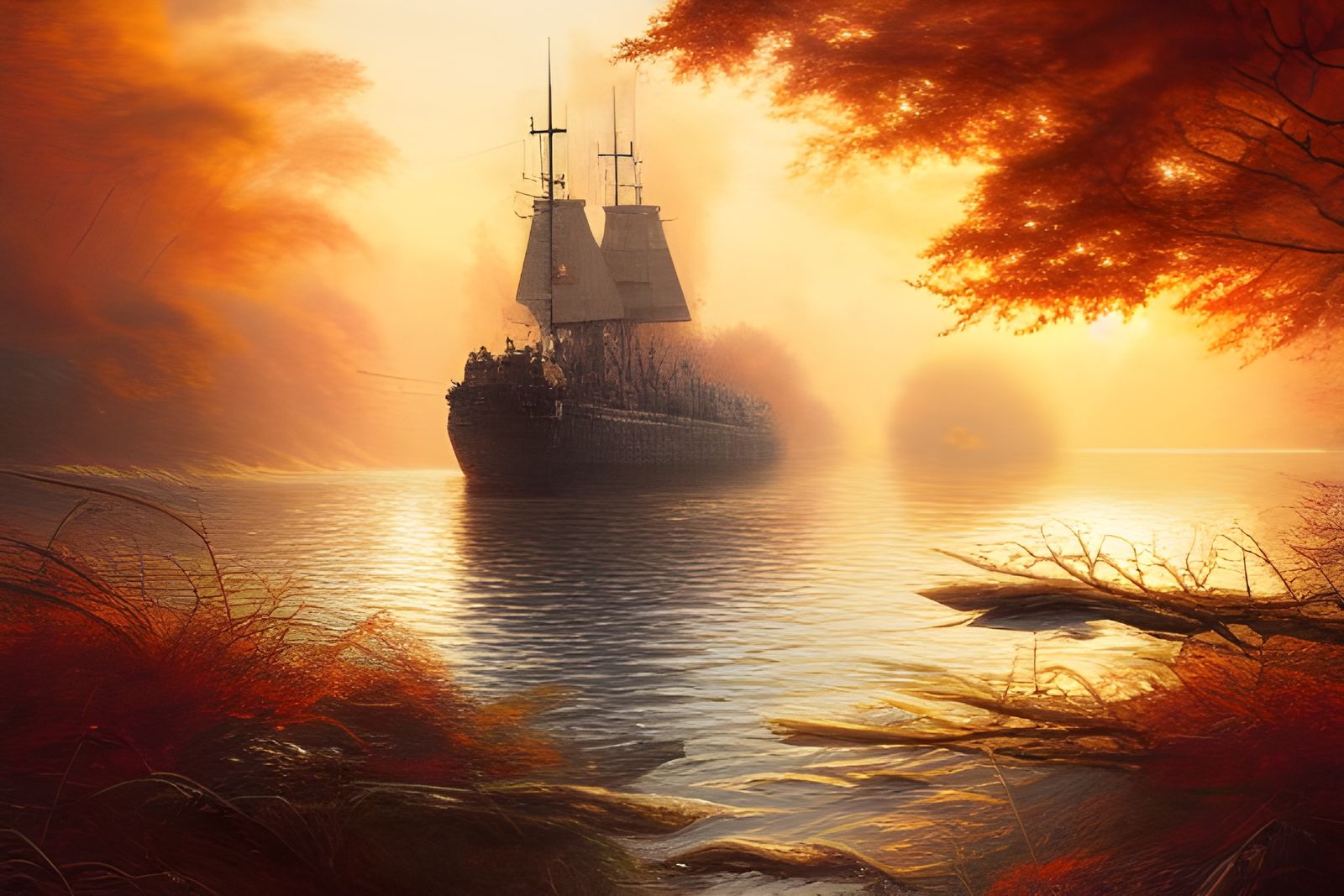 British Warship in Kerala Forest, Digital Art