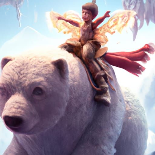 Faery King Rides Great Bear: Fantasy Art