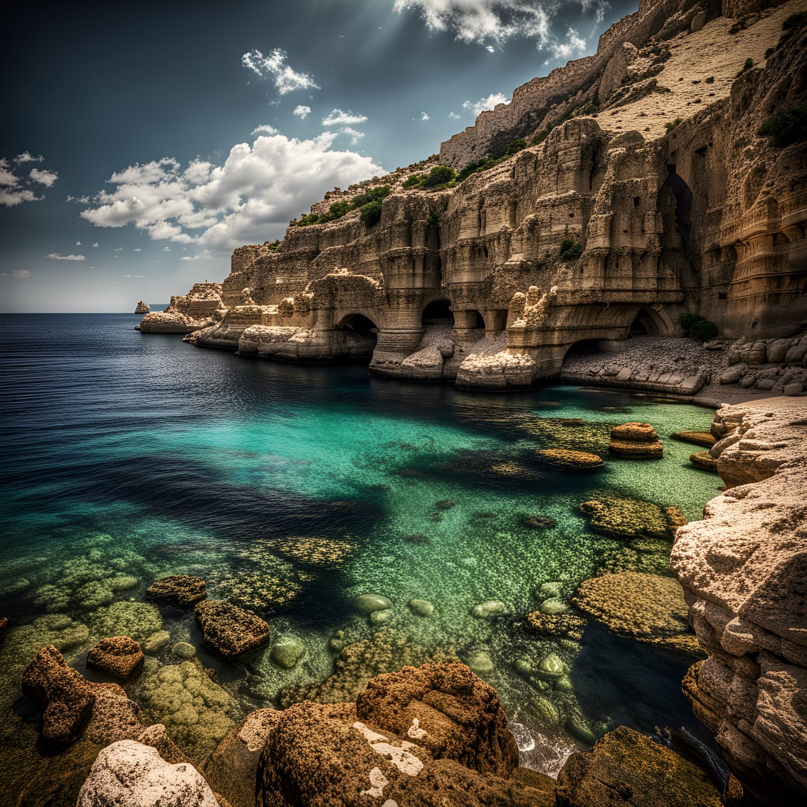 St Paul's Bay, Rhodes: Hyperrealistic Coastal Scene