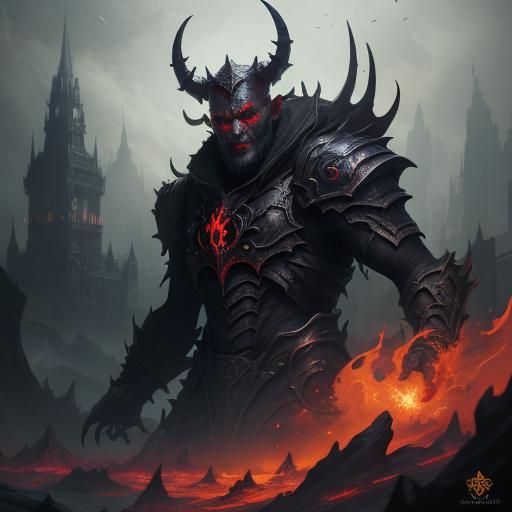 Detailed Matte Painting of a Devil in Deep Color