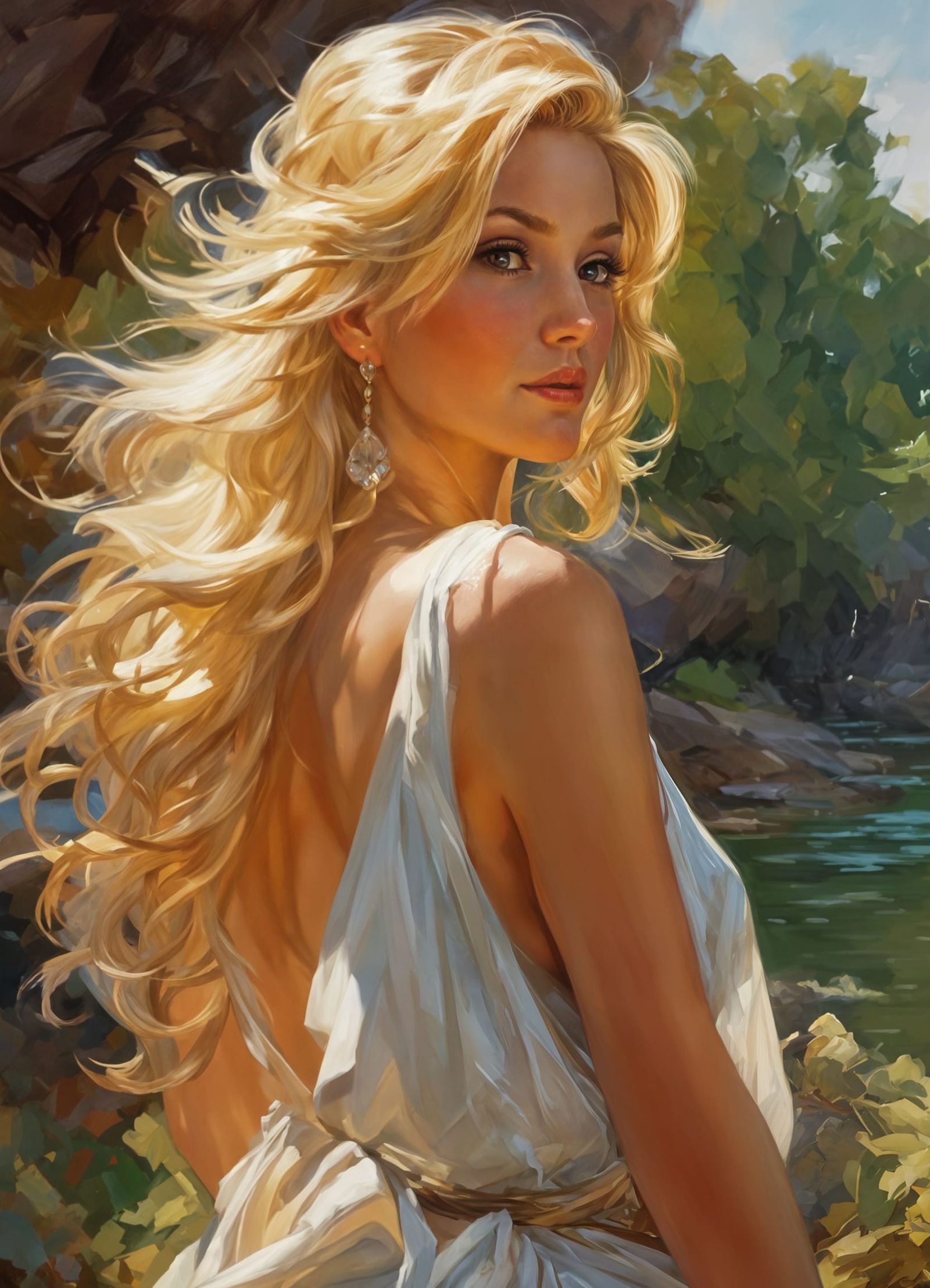 Gorgeous Blonde Woman Portrait in Fantasy Style