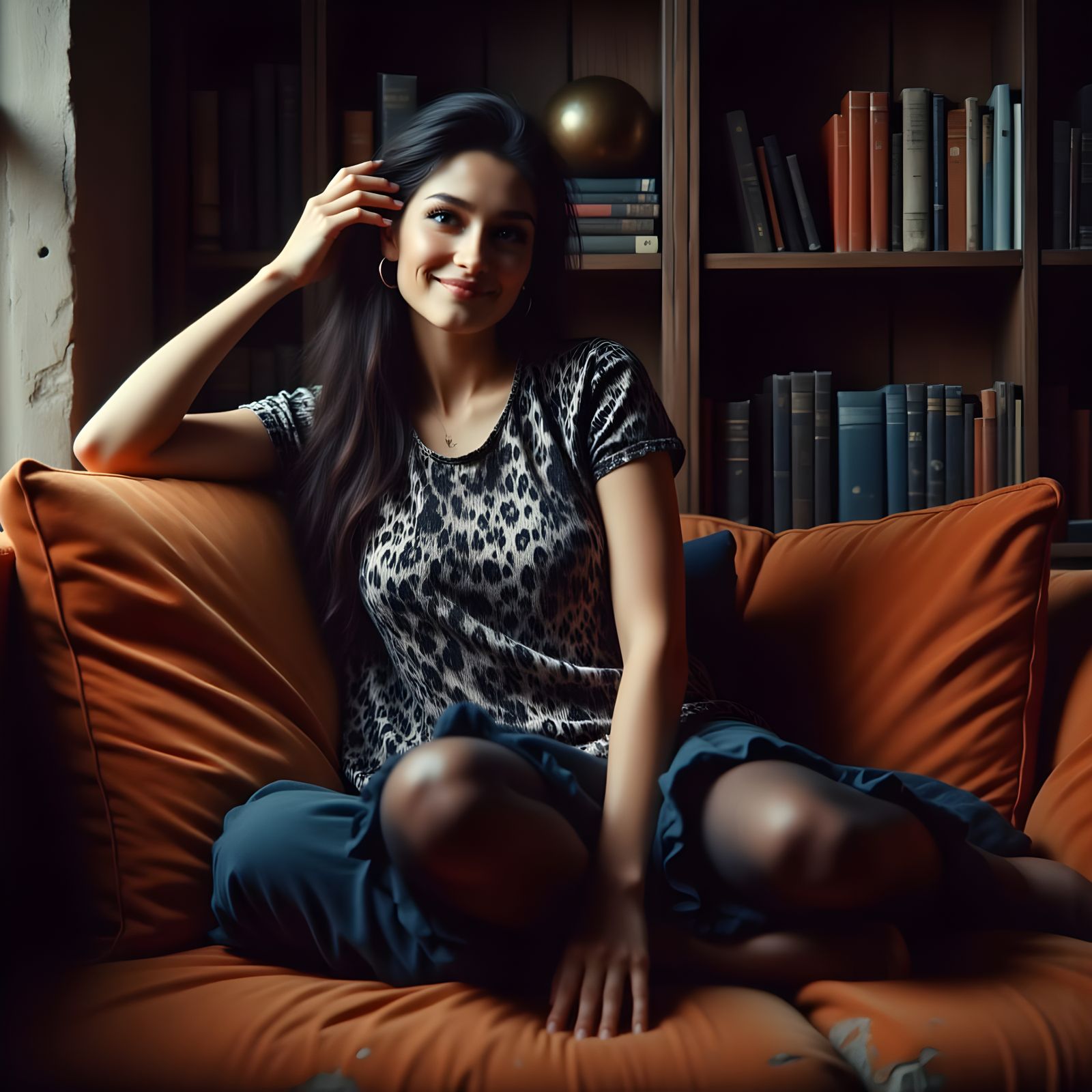 Enchanting Woman in Earthy Hues Contemporary Style