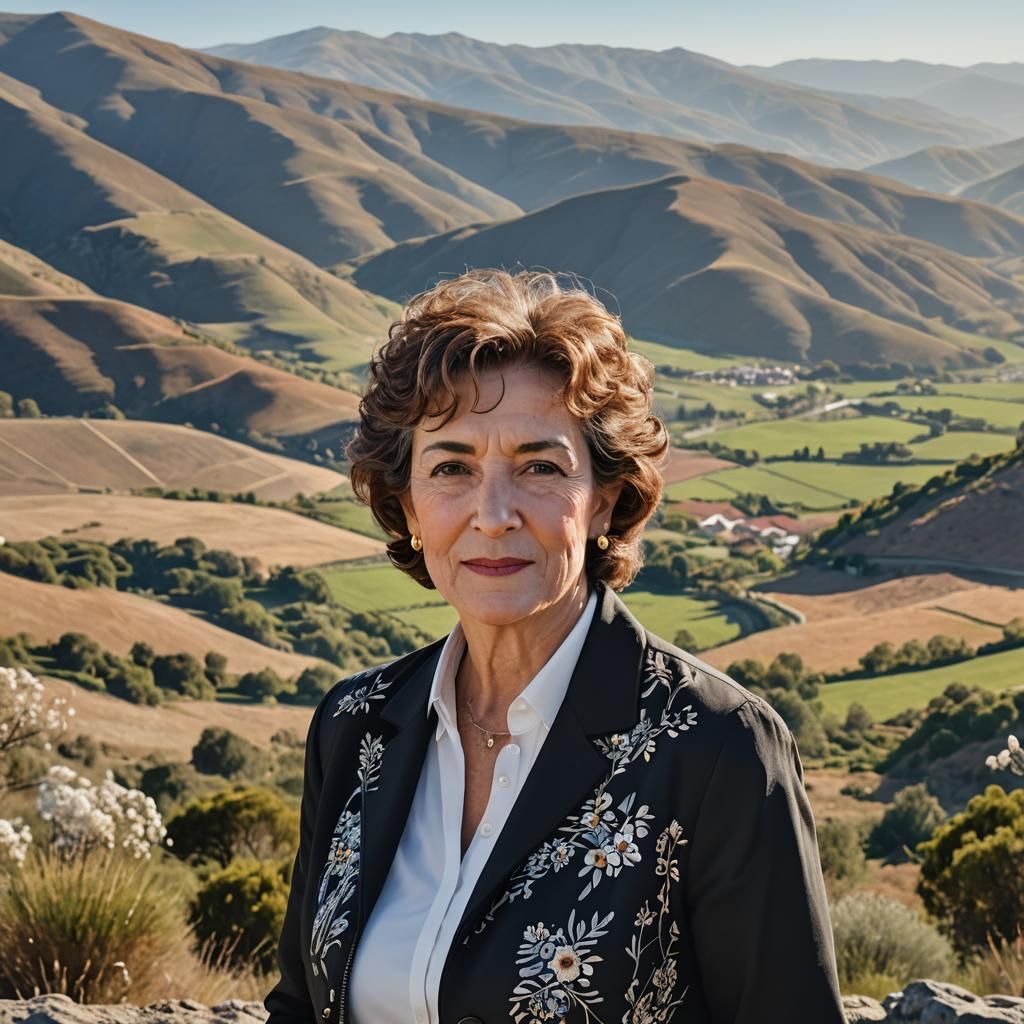Realistic Portrait of Woman in Chilean Countryside